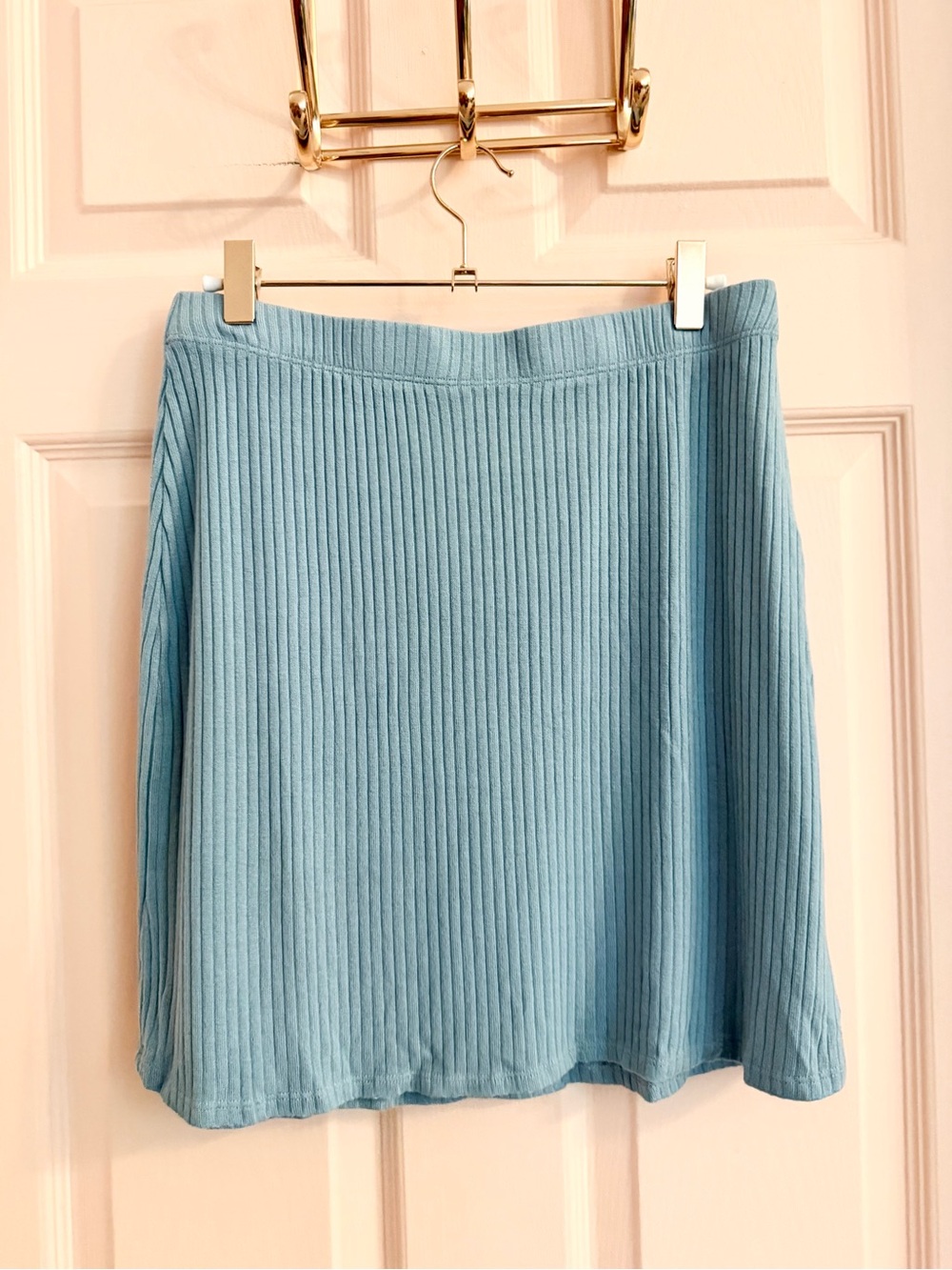 Blue ribbed reformation skirt